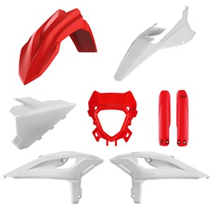 BOX KIT INC FORK GUARDS BETA 125-480RR/X-PRO 2025 RED/WHITE OEM 25